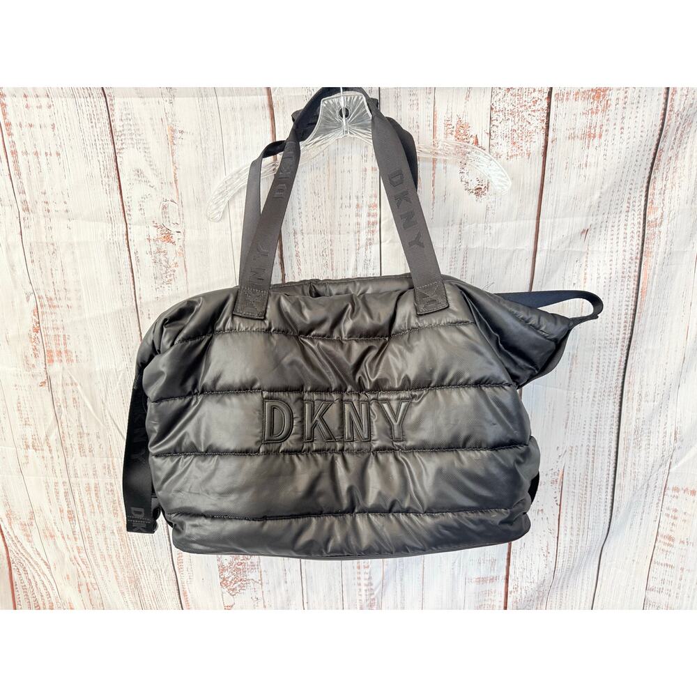 Black Oversized Puffer Weekender Tote Shoulder Bag by DKNY Travel Gym Carry-On